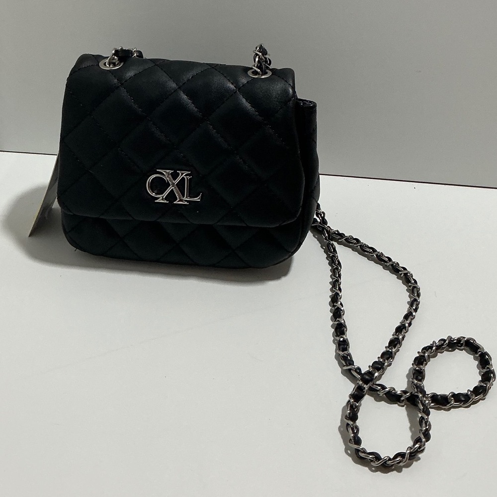 CXL Christian Lacroix Black Quilted Crossbody Bag Silver Chain Strap CXL122405